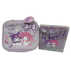 NEW Wet n Wild Sanrio My Melody Kuromi Large Makeup Bag and 5 pc Makeup Brushes